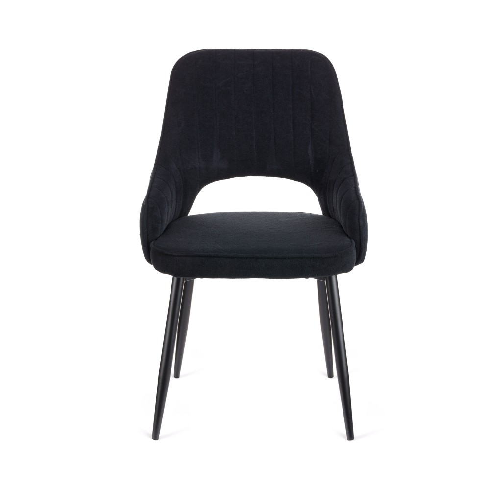 Καρέκλα Tiate μαύρο μπουκλέ ύφασμα-πόδι μαύρο μέταλλο 47x51x83