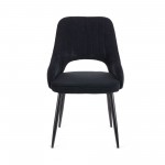 Καρέκλα Tiate μαύρο μπουκλέ ύφασμα-πόδι μαύρο μέταλλο 47x51x83