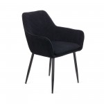 Πολυθρόνα Mari μαύρο υφασμα με πόδι μετάλλου σε μαύρη απόχρωση 48x43x87