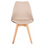 Καρέκλα Gast pp-pu σε cappuccino απόχρωση με ξύλινο πόδι σε φυσική απόχρωση 47x56,6x83