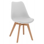 Καρέκλα Gast pp-pu σε λευκή απόχρωση με ξύλινο πόδι σε φυσική απόχρωση 47x56,6x83