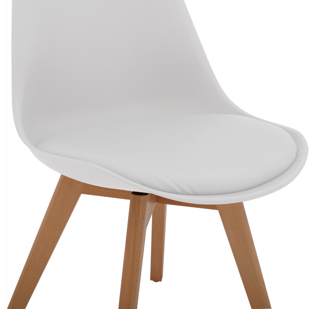 Καρέκλα Gast pp-pu σε λευκή απόχρωση με ξύλινο πόδι σε φυσική απόχρωση 47x56,6x83