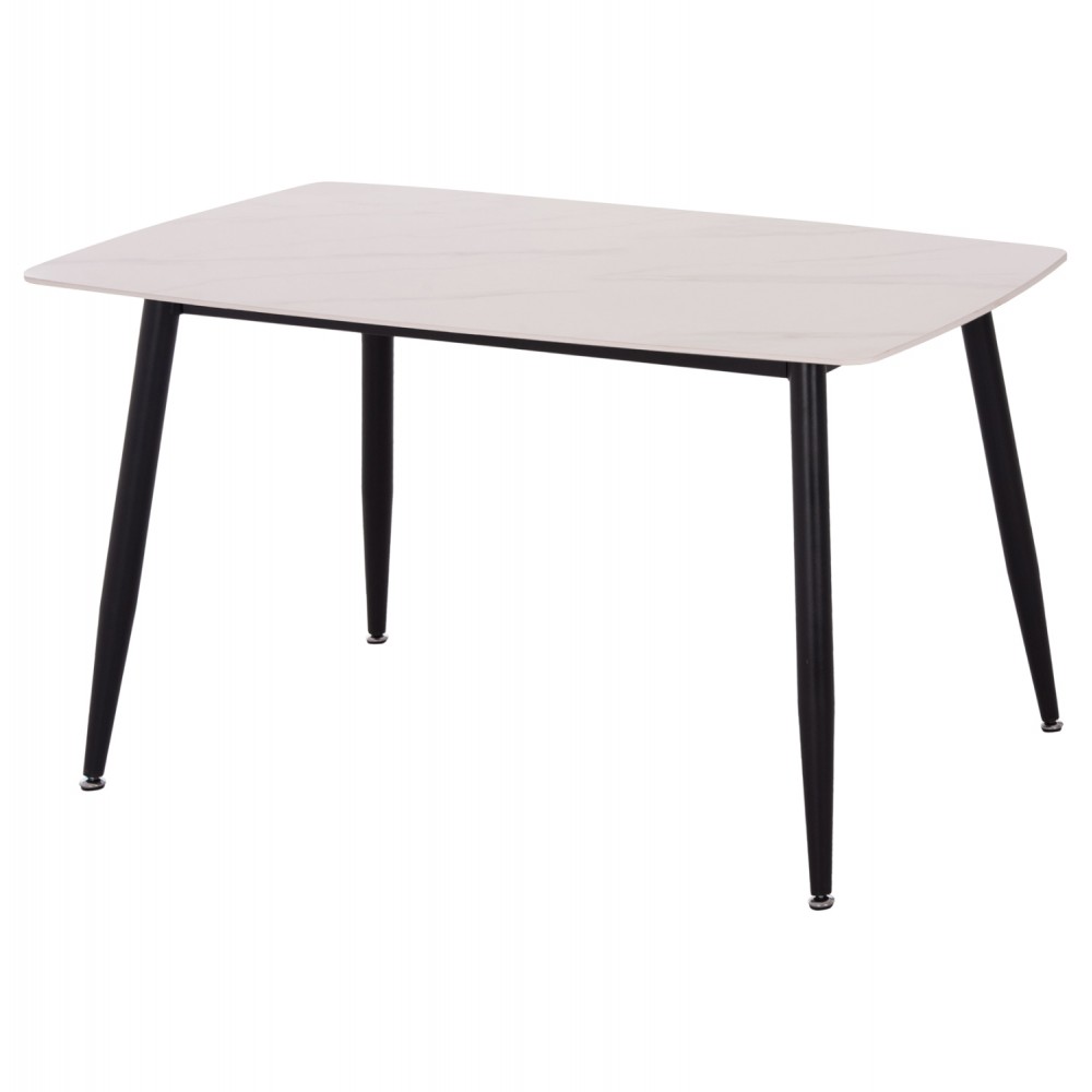 Τραπέζι Rav λευκό μαρμάρου sintered stone-μαύρο μέταλλο 120x70x75