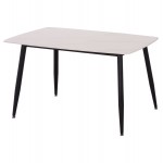 Τραπέζι Rav λευκό μαρμάρου sintered stone-μαύρο μέταλλο 120x70x75