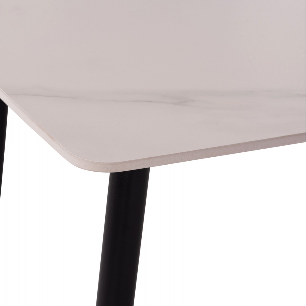 Τραπέζι Rav λευκό μαρμάρου sintered stone-μαύρο μέταλλο 120x70x75