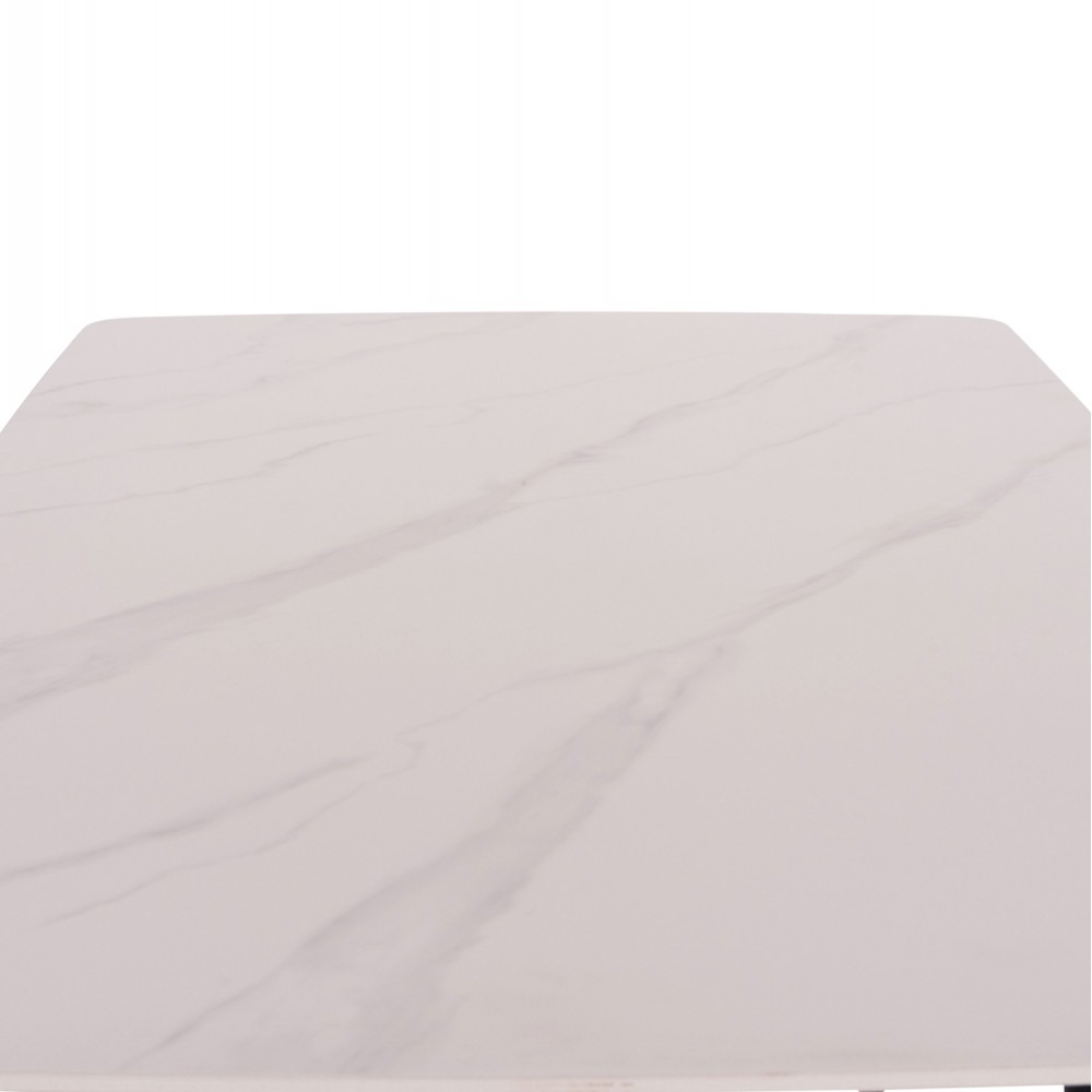 Τραπέζι Rav λευκό μαρμάρου sintered stone-μαύρο μέταλλο 120x70x75