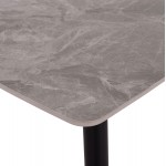 Τραπέζι Rav γκρι μαρμάρου sintered stone-μαύρο μέταλλο 120x70x75