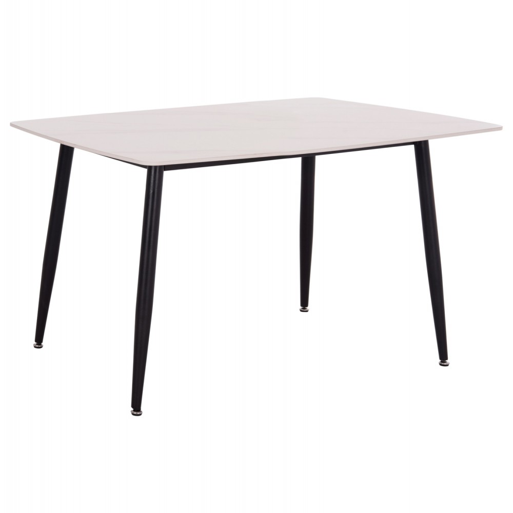 Τραπέζι Rav λευκό μαρμάρου sintered stone-μαύρο μέταλλο 140x80x75