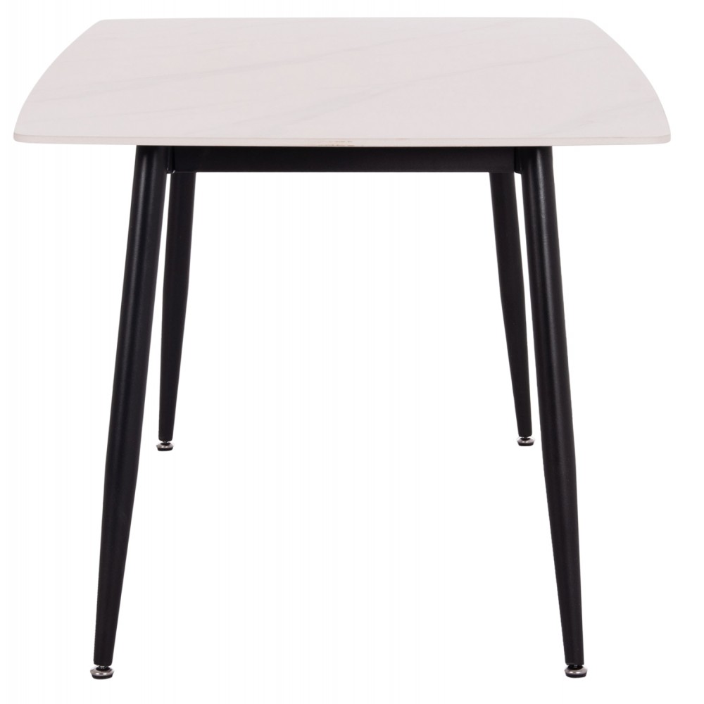 Τραπέζι Rav λευκό μαρμάρου sintered stone-μαύρο μέταλλο 140x80x75