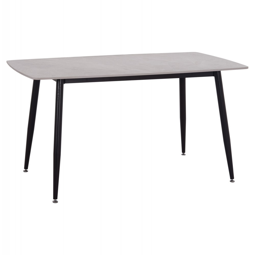 Τραπέζι Rav γκρι μαρμάρου sintered stone-μαύρο μέταλλο 140x80x75