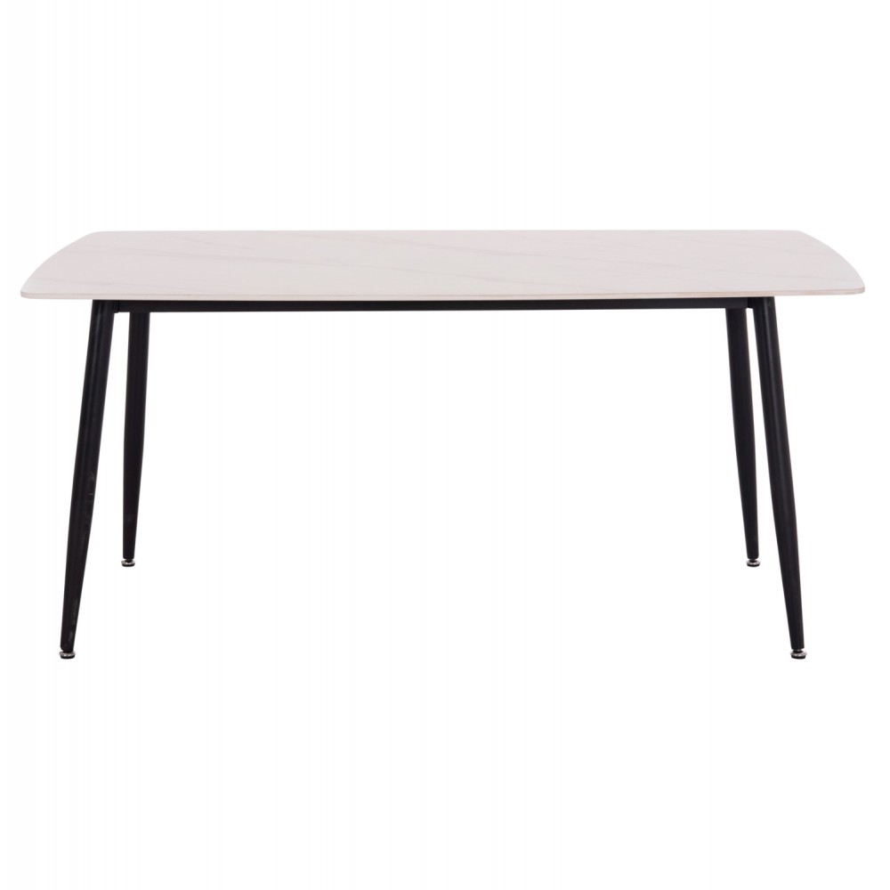 Τραπέζι Rav λευκό μαρμάρου sintered stone-μαύρο μέταλλο 160x90x75