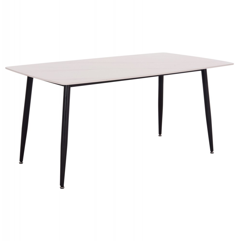 Τραπέζι Rav λευκό μαρμάρου sintered stone-μαύρο μέταλλο 160x90x75