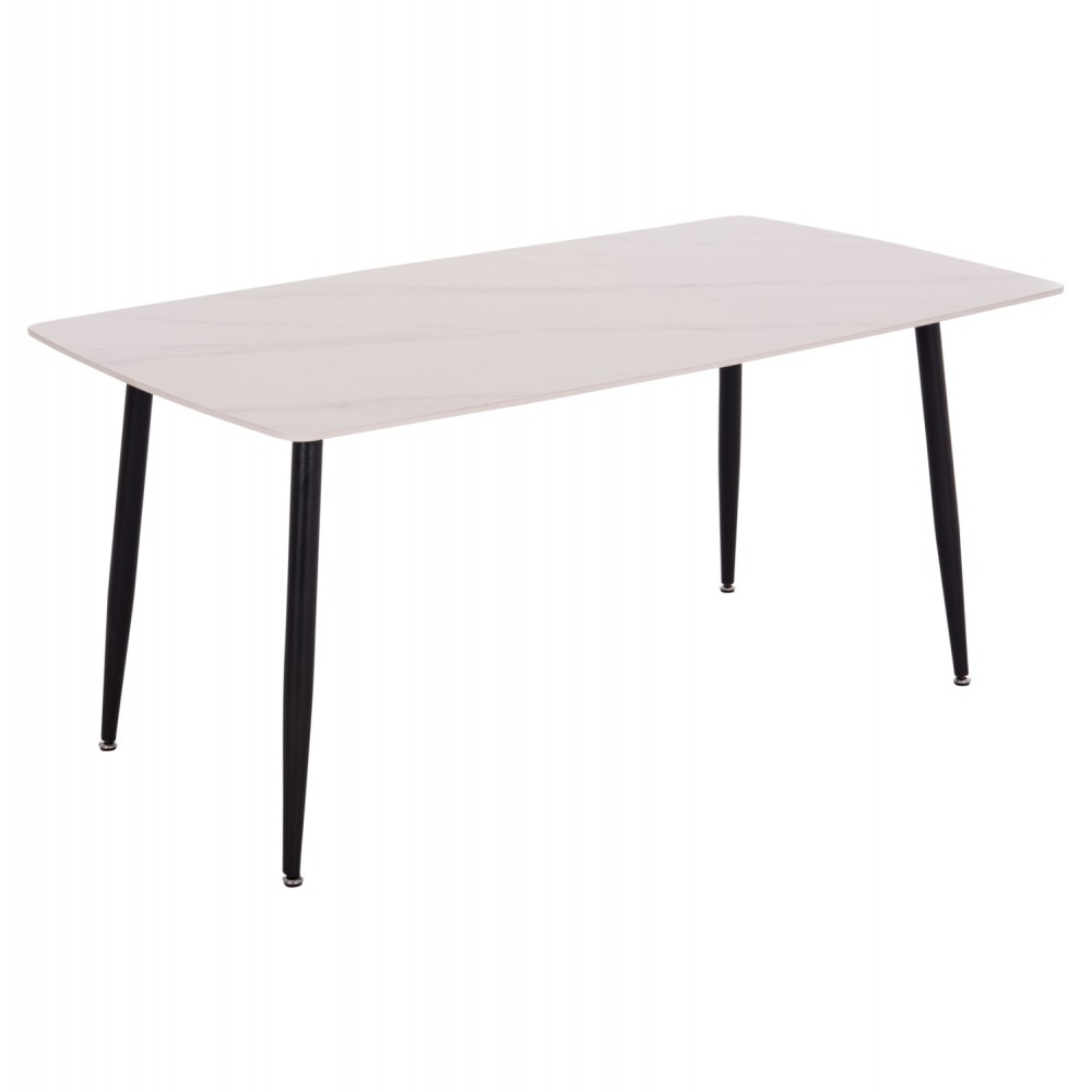 Τραπέζι Rav λευκό μαρμάρου sintered stone-μαύρο μέταλλο 160x90x75