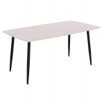 Τραπέζι Rav λευκό μαρμάρου sintered stone-μαύρο μέταλλο 160x90x75