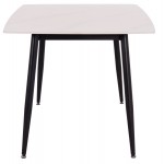 Τραπέζι Rav λευκό μαρμάρου sintered stone-μαύρο μέταλλο 160x90x75