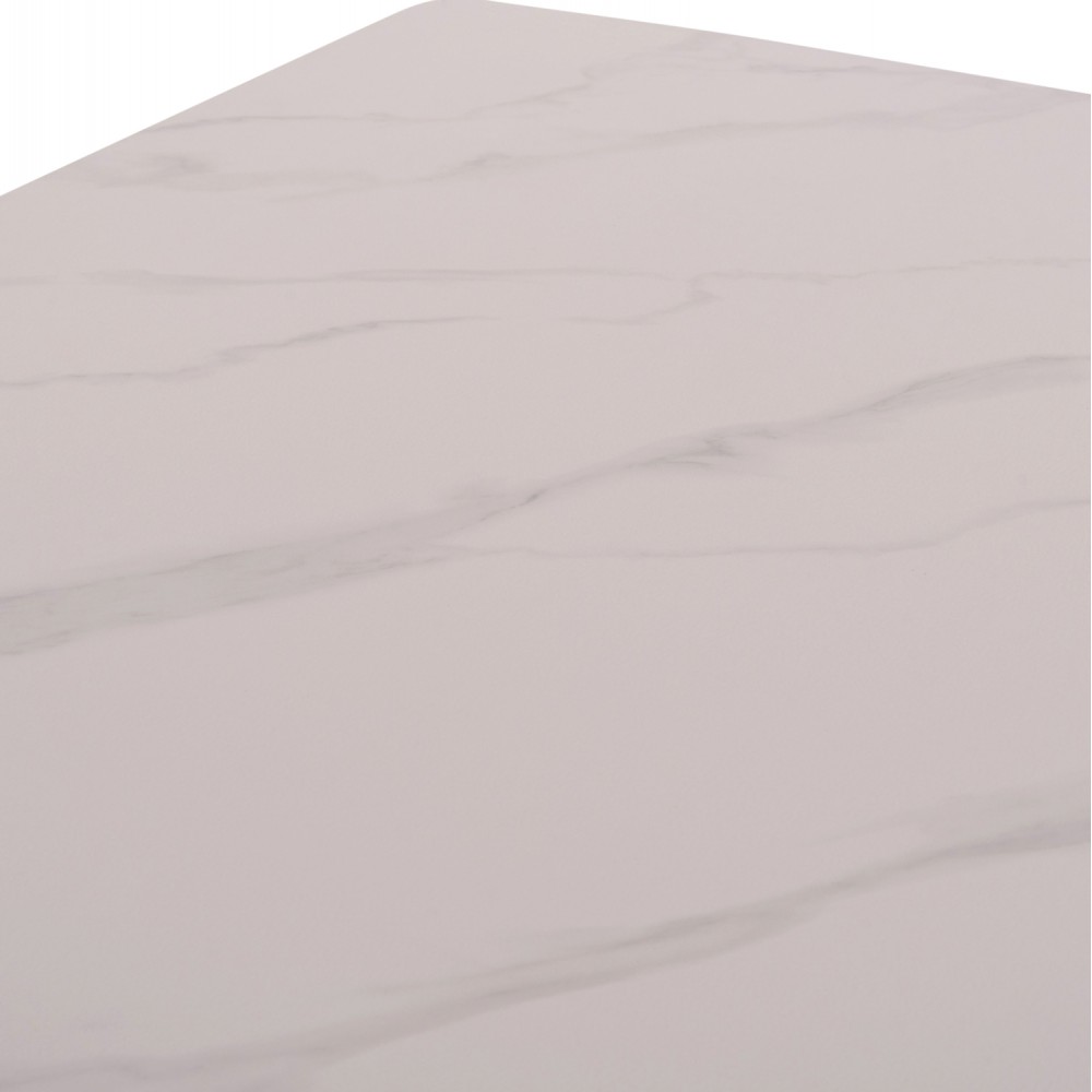 Τραπέζι Rav λευκό μαρμάρου sintered stone-μαύρο μέταλλο 160x90x75