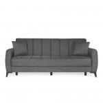 Καναπές-κρεβάτι με αποθηκευτικό χώρο τριθέσιος Milos γκρι ύφασμα 210x78x85