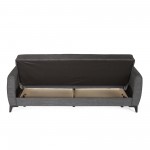 Καναπές-κρεβάτι με αποθηκευτικό χώρο τριθέσιος Milos γκρι ύφασμα 210x78x85