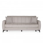 Καναπές-κρεβάτι με αποθηκευτικό χώρο τριθέσιος Milos μπεζ-γκρι ύφασμα 210x78x85