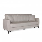 Καναπές-κρεβάτι με αποθηκευτικό χώρο τριθέσιος Milos μπεζ-γκρι ύφασμα 210x78x85