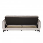 Καναπές-κρεβάτι με αποθηκευτικό χώρο τριθέσιος Milos μπεζ-γκρι ύφασμα 210x78x85