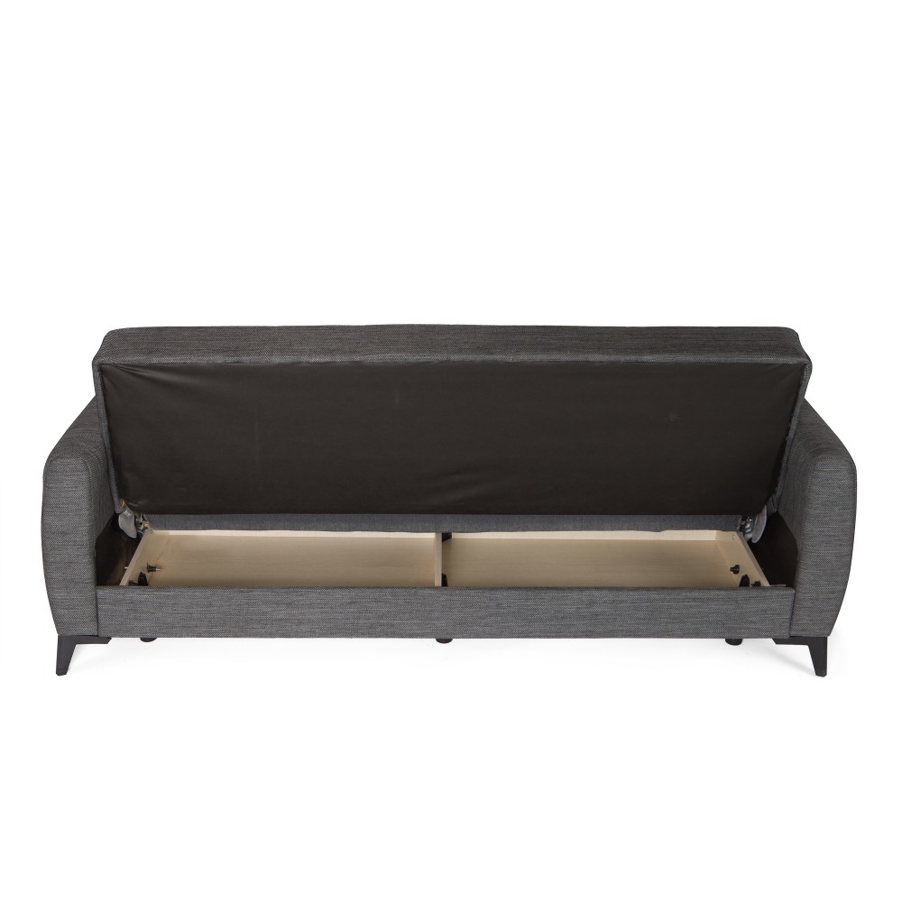 Καναπές-κρεβάτι με αποθηκευτικό χώρο διθέσιος Milos γκρι ύφασμα 148x78x85