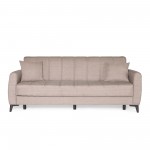 Καναπές-κρεβάτι με αποθηκευτικό χώρο διθέσιος Milos μπεζ-καφε ύφασμα 148x78x85