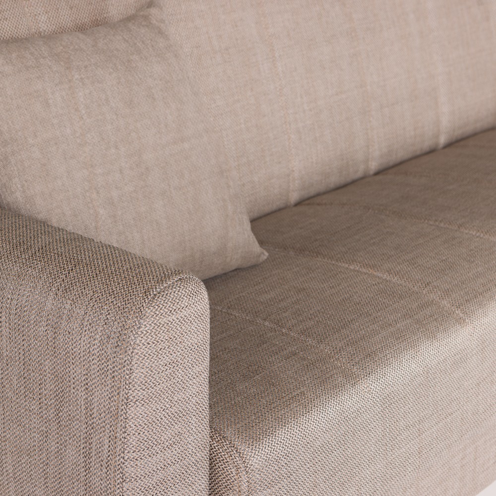 Καναπές-κρεβάτι με αποθηκευτικό χώρο διθέσιος Milos μπεζ-καφε ύφασμα 148x78x85