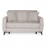 Καναπές-κρεβάτι με αποθηκευτικό χώρο διθέσιος Milos μπεζ-γκρι ύφασμα 148x78x85