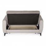 Καναπές-κρεβάτι με αποθηκευτικό χώρο διθέσιος Milos μπεζ-γκρι ύφασμα 148x78x85