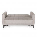 Καναπές-κρεβάτι με αποθηκευτικό χώρο διθέσιος Milos μπεζ-γκρι ύφασμα 148x78x85