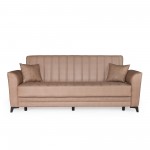 Καναπές-κρεβάτι με αποθηκευτικό χώρο τριθέσιος Anna μπεζ ύφασμα 227x85x97