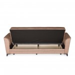 Καναπές-κρεβάτι με αποθηκευτικό χώρο τριθέσιος Anna μπεζ ύφασμα 227x85x97