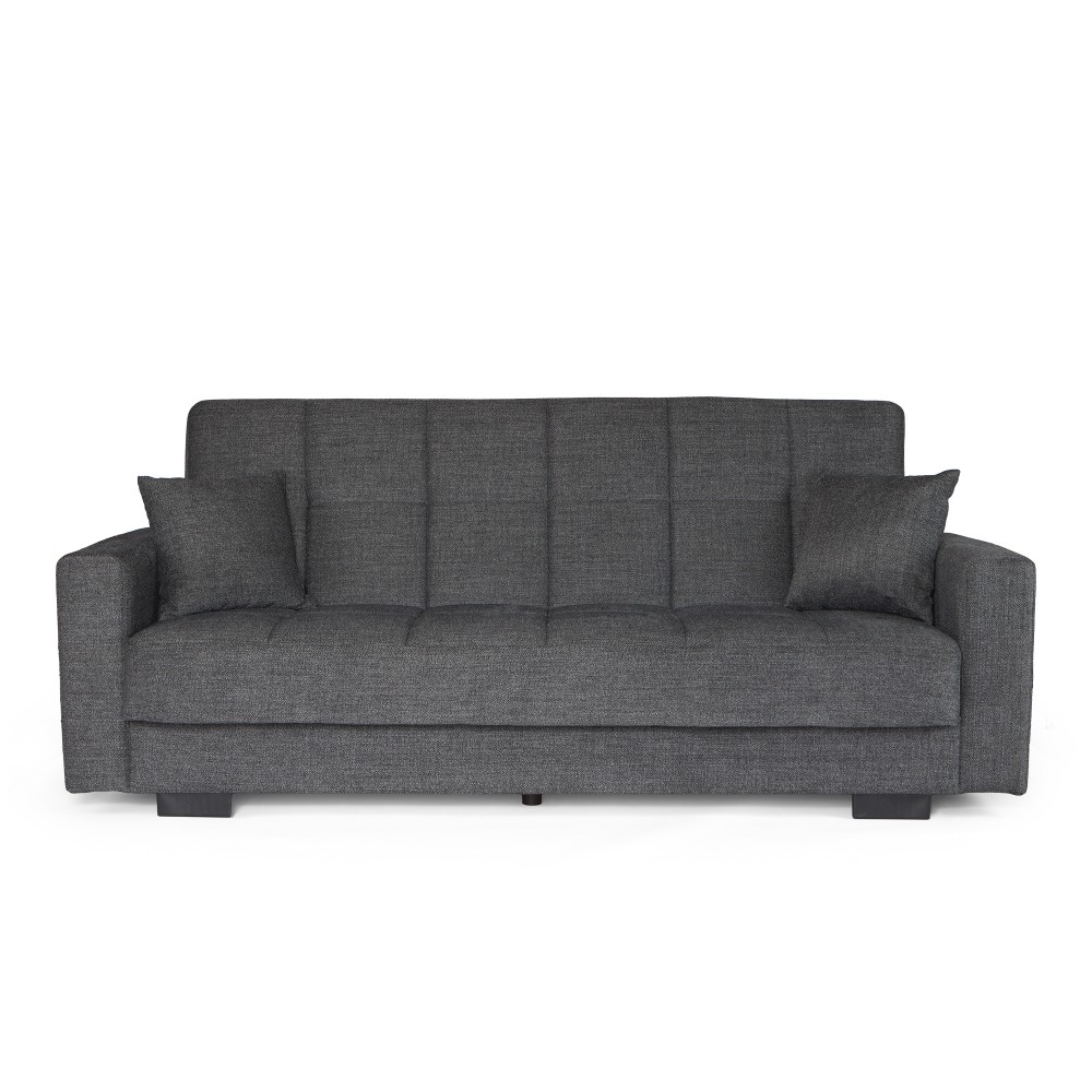 Καναπές-κρεβάτι Ferren με αποθηκευτικό χώρο τριθέσιος βαρέως τύπου γκρι σκούρο ύφασμα 223x85x97