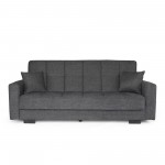 Καναπές-κρεβάτι Ferren με αποθηκευτικό χώρο τριθέσιος βαρέως τύπου γκρι σκούρο ύφασμα 223x85x97