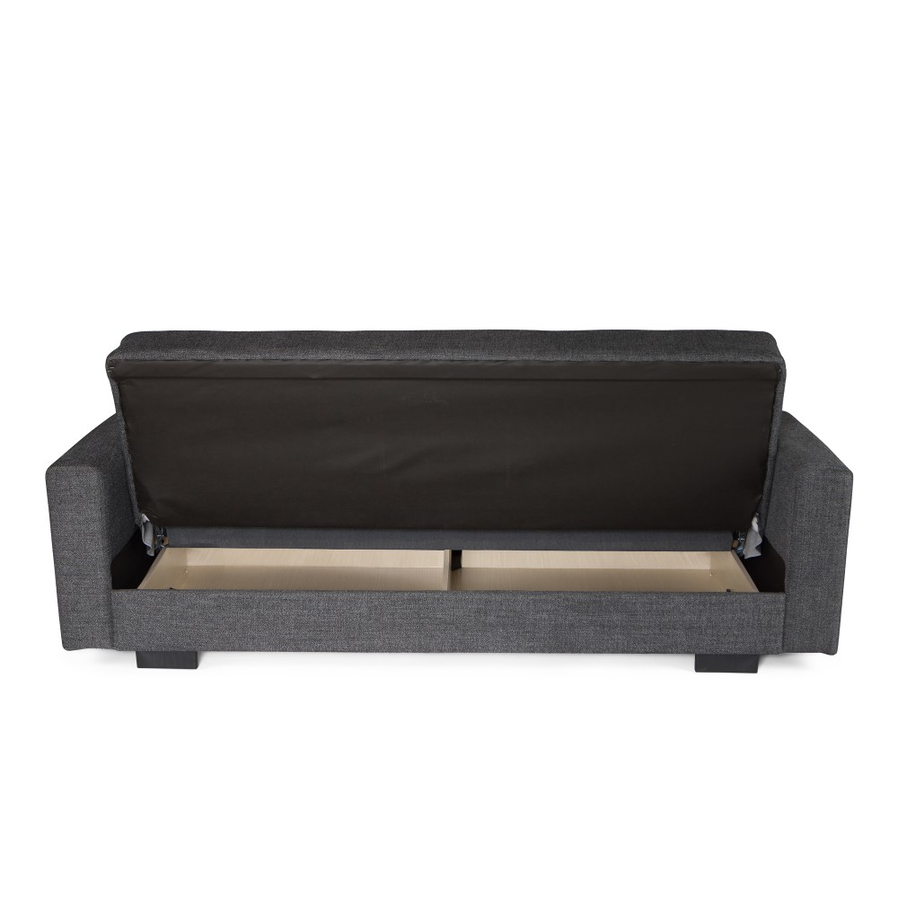 Καναπές-κρεβάτι Ferren με αποθηκευτικό χώρο τριθέσιος βαρέως τύπου γκρι σκούρο ύφασμα 223x85x97