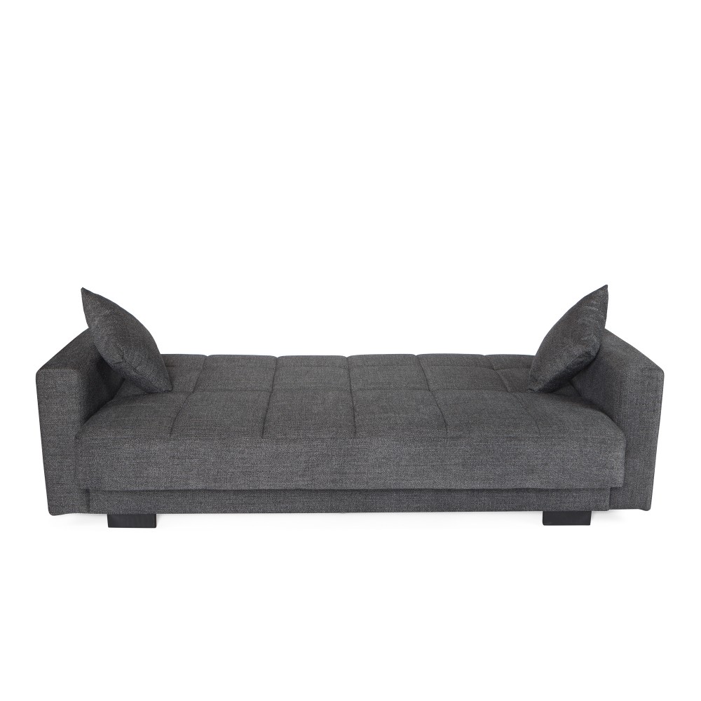 Καναπές-κρεβάτι Ferren με αποθηκευτικό χώρο τριθέσιος βαρέως τύπου γκρι σκούρο ύφασμα 223x85x97