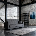 Καναπές-κρεβάτι Ferren με αποθηκευτικό χώρο τριθέσιος βαρέως τύπου γκρι σκούρο ύφασμα 223x85x97