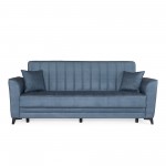 Καναπές-κρεβάτι με αποθηκευτικό χώρο τριθέσιος Anna γκρι-μπλε ύφασμα 227x85x97