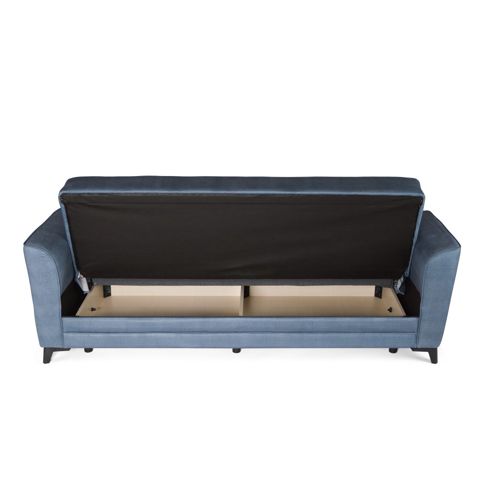 Καναπές-κρεβάτι με αποθηκευτικό χώρο τριθέσιος Anna γκρι-μπλε ύφασμα 227x85x97