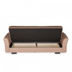 Καναπές-κρεβάτι με αποθηκευτικό χώρο τριθέσιος Flam μπεζ ύφασμα 216x85x80