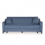 Καναπές-κρεβάτι με αποθηκευτικό χώρο τριθέσιος Rudy γκρι-μπλε ύφασμα 204x78x85