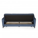 Καναπές-κρεβάτι με αποθηκευτικό χώρο τριθέσιος Rudy γκρι-μπλε ύφασμα 204x78x85