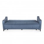 Καναπές-κρεβάτι με αποθηκευτικό χώρο τριθέσιος Rudy γκρι-μπλε ύφασμα 204x78x85