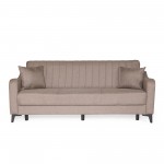 Καναπές-κρεβάτι με αποθηκευτικό χώρο τριθέσιος Rudy καφέ-μπεζ ύφασμα 204x78x85