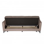 Καναπές-κρεβάτι με αποθηκευτικό χώρο τριθέσιος Rudy καφέ-μπεζ ύφασμα 204x78x85
