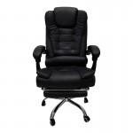 Καρέκλα γραφείου διευθυντή με υποπόδιο Work pu σε μαύρη απόχρωση 66x62x113-121