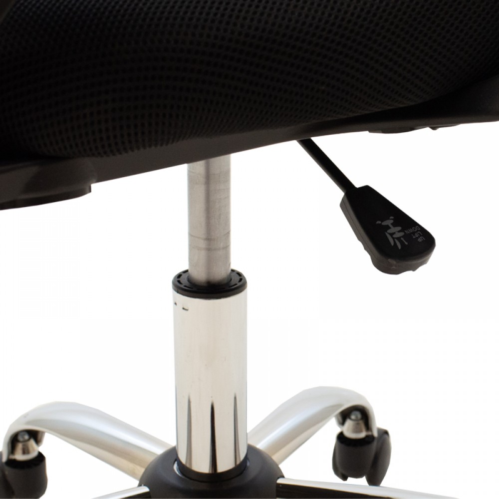 Καρέκλα γραφείου Lila με ανάκλιση ύφασμα mesh σε μπλε-μαύρη απόχρωση και βάση χρωμίου 60x48x85-95