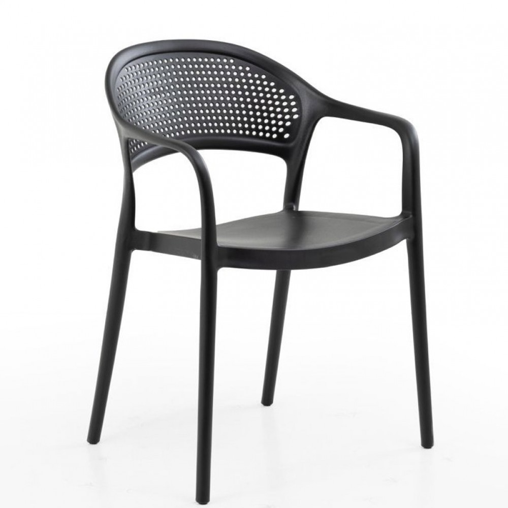 Πολυθρόνα Paros pp σε μαύρη απόχρωση 57x50x80