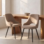Καρέκλα "COSY" από ύφασμα/μέταλλο σε μπεζ/μαύρο χρώμα 47x51x83